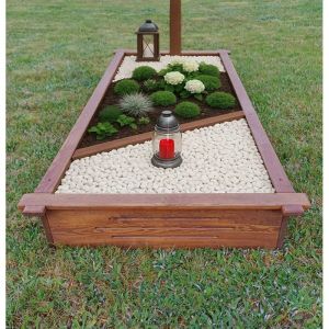 Cadre funéraire en bois 190x90x20 cm – cadre de tombe traité, résistant aux intempéries, entourages de sépulture en bois naturel