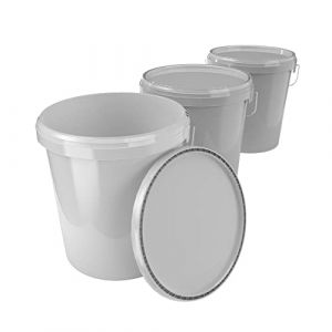 Fixedbyu - 3x Set de seaux pour l'industrie alimentaire et chimique, capacit&eacute; 15,9 litres, gris