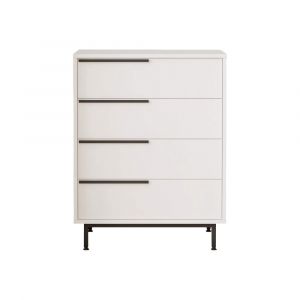 Mobili Rebecca - Commode 4 tiroirs Rebecca Mobili Vahona 95x75x44,5 Panneau de particules Fer Blanc Gris Foncé Moderne