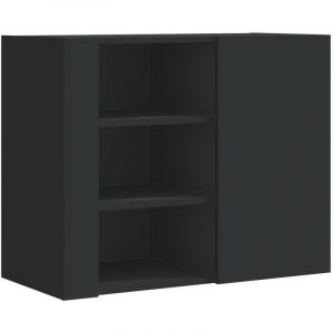 VidaXL Armoire murale noir 75x35x60 cm bois d'ingénierie, armoire suspendue, placard mural, armoire de salle de bain murale, armoire flottante