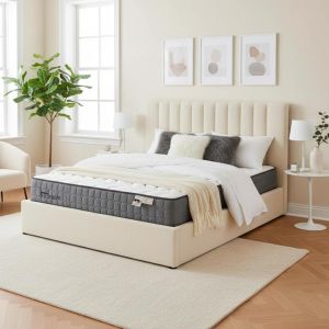 Pack Lit-coffre Songe Matelas Bedream Tissu bouclette Beige