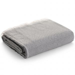 Plaid couvre-lit en coton doux gris 130x180 cm