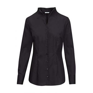 Image de Seidensticker Femme Chemisier Kelchkragenbluse Langarm Slim Fit Uni B&uuml;gelfrei Schwarz, 48 EU