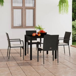 VidaXL Chaises de jardin 4 pcs avec coussins R&eacute;sine tress&eacute;e Noir - Noir
