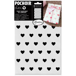 Image de Aladine Pochoir Deco 20 x 30 cm - Tous supports - Coeurs