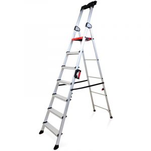KELI - Échelle Pliable 7 Marches, Escabeau, Marchepied, Aluminium Robuste, Qualité Professionnelle, Poignée de Transport