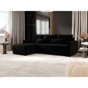 Meublesline Tendencio - Canapé d'angle convertible mosia l Noir