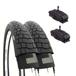 ECOVELO America Pneus 20 x 1,95 (50-406) + Chambres &agrave; air Valve am&eacute;ricaine Adulte Unisexe, Noir, 20