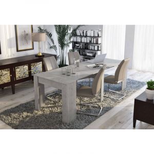 Table console à rallonge effet bois ciment 90x51h78 cm