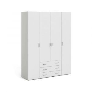 Garde-robe Grande Amoruccio, Armoire Chambre Penderie, 9 Étagères, 49.5x200.4h cm Blanc