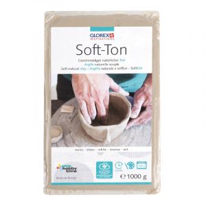 Glorex Argile souple Soft-Ton, 1kg, Blanc