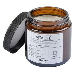 Homea Bougie Verrine avec Couvercle D6,3 x H7 cm Moderne Apothicaire Parfum Vitalite
