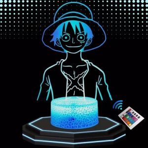 Lampe de Chevet 3D LED - One Piece - Luffy - Multicolore - Tactile - D&eacute;corative