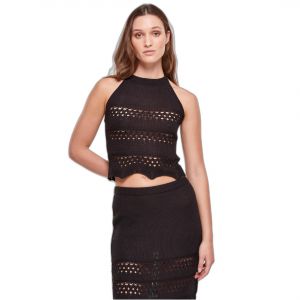 Urban classics Débardeur court tricot au crochet femme