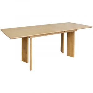 Table &agrave; manger rectangulaire extensible bois d'h&eacute;v&eacute;a et placage ch&ecirc;ne naturel 6-8 places 170-210cm - Albane