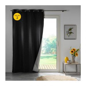 Lot de 2 rideaux isolant phonique t rmique occultant 140 x 260 cm Darko Noir