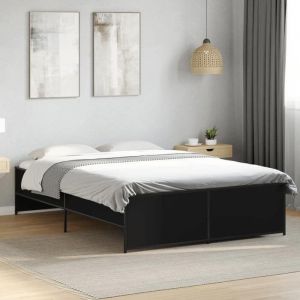 VidaXL Cadre De Lit Noir 140x190 Cm Bois D'ingénierie Et Métal