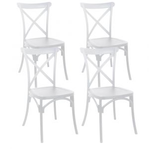 Oviala Lot de 4 chaises de terrasse en plastique blanc