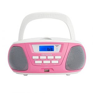 Image de AIWA BBTU-300PK: Radio CD Portable Bluetooth, USB, AUX in, Tuner de Radio, Édition spéciale pour Enfants pour garçons et Filles