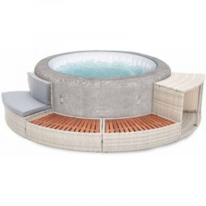 K2O Spa Gonflable Bestway Zurich Ø180x66 cm Airjet + Revêtement Spa Half Surround 180 289x45x56 cm Set Semi-Circulaire