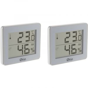 Otio Lot de 2 thermomètres hygromètres Blanc - écran LCD