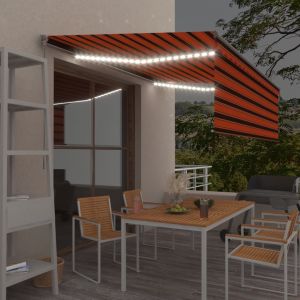 Image de VidaXL Auvent manuel rétractable avec store LED 4x3 m Orange et marron