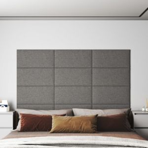 VidaXL Panneaux muraux 12 pcs Gris clair 60x30 cm Tissu 2,16 m²