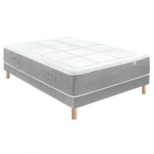 Ensemble Matelas Douces Nuits Riviera 744 ressorts ensach&eacute;s + 6 cm Visco&eacute;lastique + Sommier Base Ferme 160x200 - Double Sommier