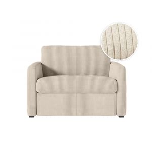 Loungitude Fauteuil convertible couchage 70x190cm velours beige matelas 13cm