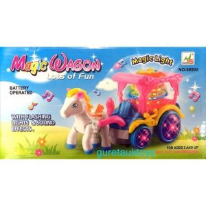 Poney musical et lumineux avec sa cal&egrave;che magique