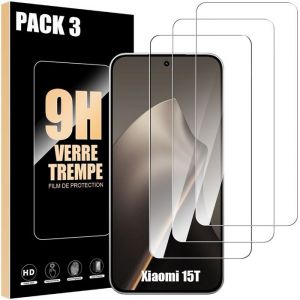 Pack-3 Verre Tremp&eacute; pour Xiaomi 15T - Protection d'&eacute;cran Transparent 9H Antichoc Anti-Rayures - E.F.Connection