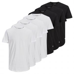 Jack & Jones Jjenoa Tee SS Crew Neck 7pk MP T-Shirt, Blanc/Paquet : 4 Blanc/3 Noirs, M Homme