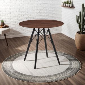 M&S Table de repas ronde scandinave 80x80x75 cm noyer - scandi