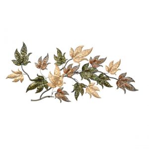 D&eacute;coshop26 D&eacute;coration murale en m&eacute;tal &agrave; suspendre motif feuilles d'&eacute;rable couleur vert cuivre cr&egrave;me et or 05_0000164