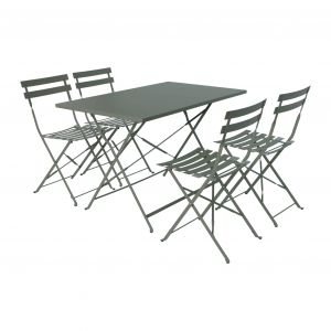 Salon de jardin bistrot pliable rectangulaire 110 x 70cm, kaki i