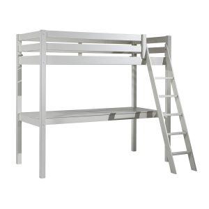 SLEEPY - Lit Mezzanine Blanc 90x200cm avec Bureau 205 cm - Altobuy