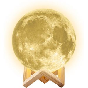 Nuvance - Lampe de table Moon Lamp 3D - 12 cm - avec t&eacute;l&eacute;commande - 16 couleurs RGB gradables
