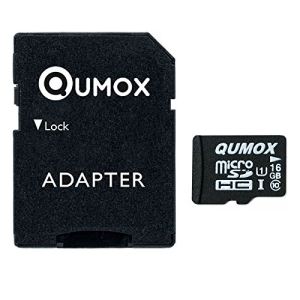 Qumox Carte mémoire microSDHC UHS-I 16 Go classe 10 avec adaptateur SD