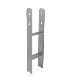 Image de GeZu Impex Support de poteau H Galvanisé à chaud 81 x 400 mm ancre platine bois pied poteaux clôture