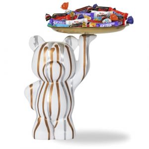 Ourson Gourmand | Vide Poche Blanc Garni d'un Assortiment de 20 chocolats Milka, Kinder et C&eacute;l&eacute;brations | Coffret Original &agrave; Offrir pour No&euml;l
