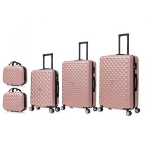 Celims France France - Set Valise 5 Pi&egrave;ces | Valise Cabine + Moyenne + Grande Taille + 2 Vanity | 55cm + 65cm + 75cm | Rose Gold