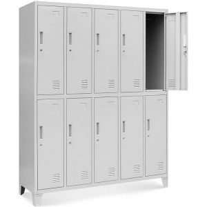 Armoire 10 portes BARTEK, 1360 x 1720 x 450 mm, gris - grau