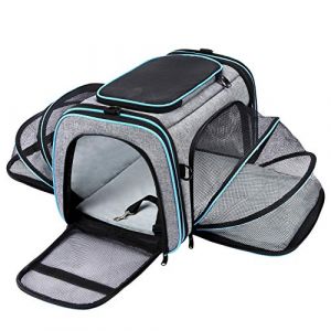 Maskeyon Sac de Transport approuvé par Les compagnies aériennes, Grand Sac de Transport Souple TSA Extensible sur Les 4 côtés avec Rembourrage en Polaire Amovible et Poches pour Chats, Chiens et