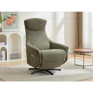 Vente-unique - Fauteuil relax électrique en tissu texturé vert tasemo
