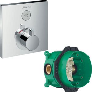 Image de Hansgrohe Facade pour mitigeur thermostatique encastré ShowerSelect avec robinet d arrêt chromé avec Corps encastré