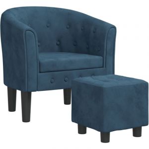 VidaXL Fauteuil cabriolet avec repose-pied bleu foncé velours 597855 - Bleu