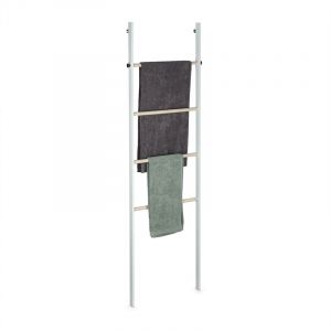 Relaxdays Porte-serviettes échelle bois et métal - 10038020-0