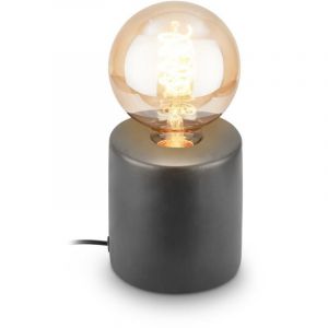 BRILONER - Lampe de table avec interrupteur à fil, pied céramique, E27, max. 10W, chevet, bureau, salon à poser, lampe à poser, table salon,10x10,3 cm, anthracite