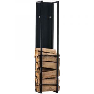 D&eacute;coshop26 Range-b&ucirc;ches rangement bois de chemin&eacute;e 180x25 cm en m&eacute;tal noir-mat 100003579