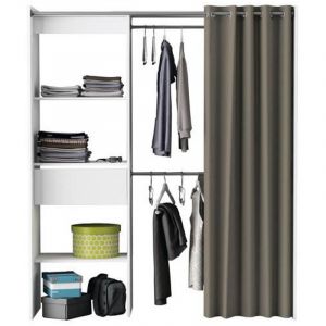 Image de Pegane Kit placard extensible SPACE en panneaux de particules Blanc perle - Dim 168,2 x 187 x 50 cm